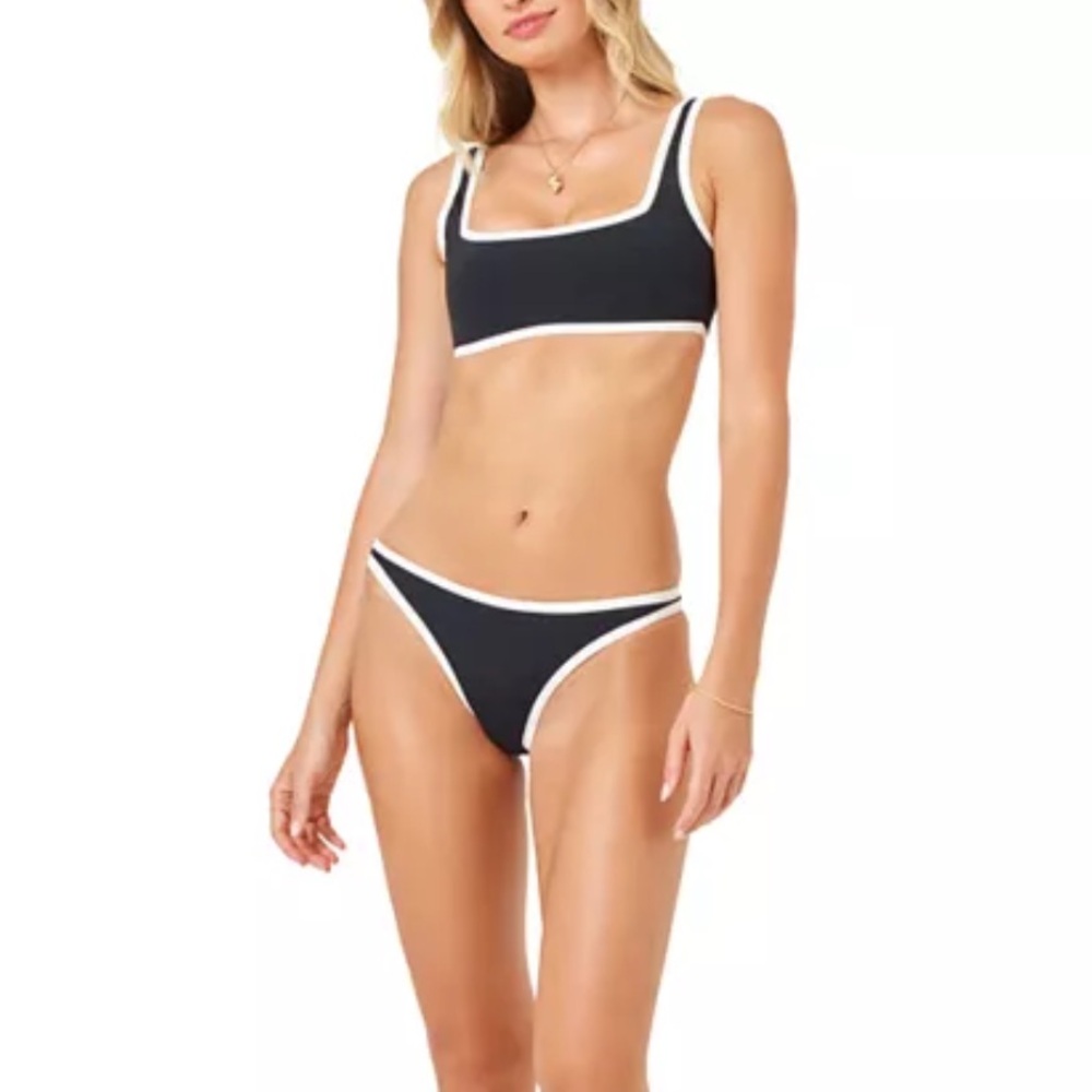 L*Space Fused Ace Bikini Top Black and White